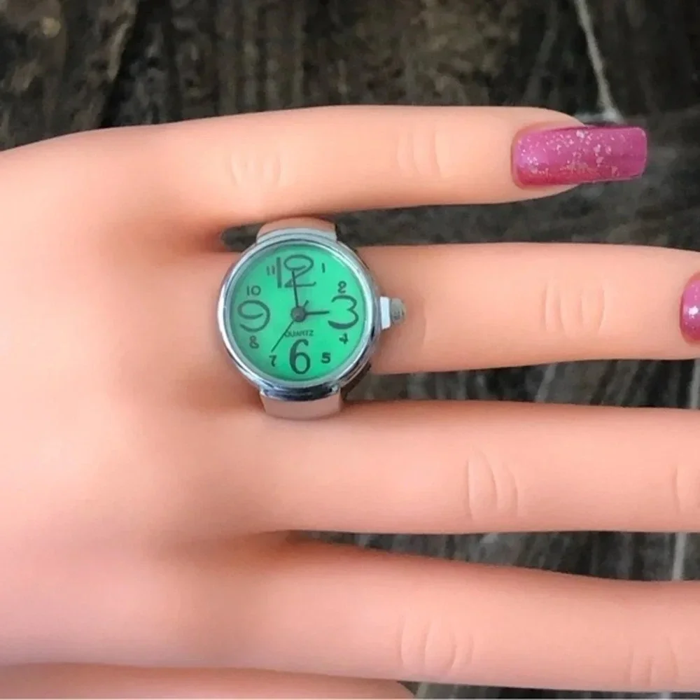 Green & Silver Analog Stretch Ring Watch NWT
